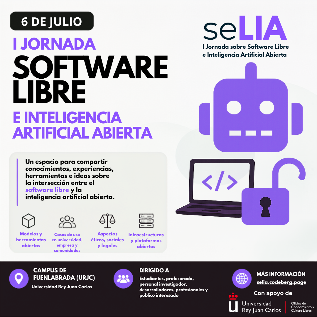Cartel de seLIA: I Jornada sobre Software Libre e Inteligencia Artificial Abierta