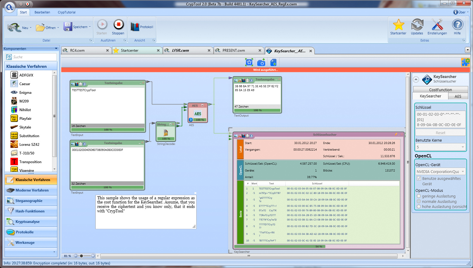 Cryptool en funcionamiento (captura)