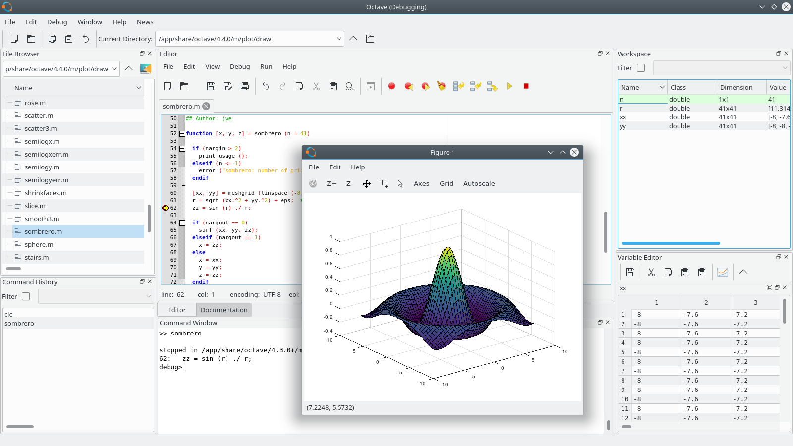 Octave en funcionamiento (captura)